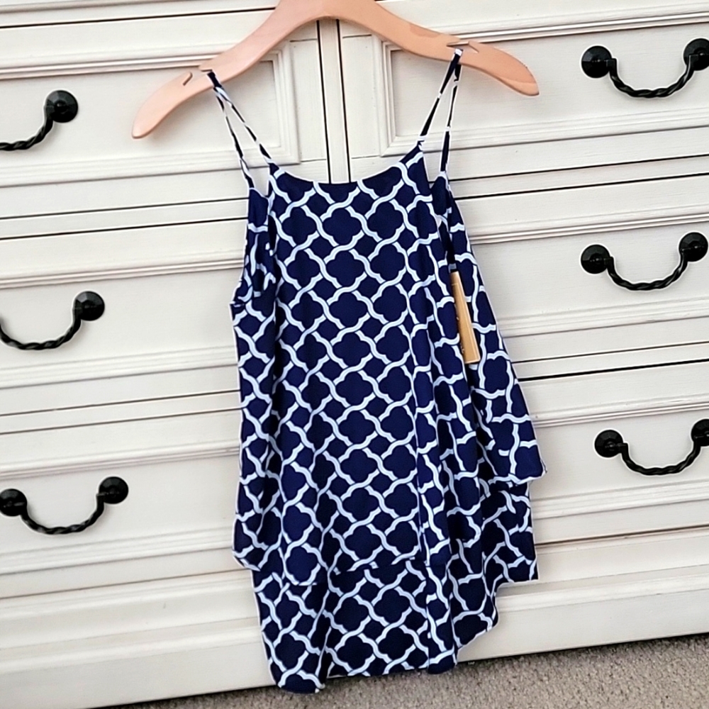 Francescas navy and white tank top